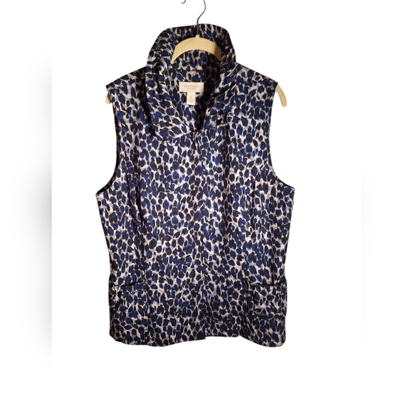 Chicos Weekends Animal Print Full Zip Sleeveless Vest Ladies 2 Comfy Exotic - Picture 1 of 4